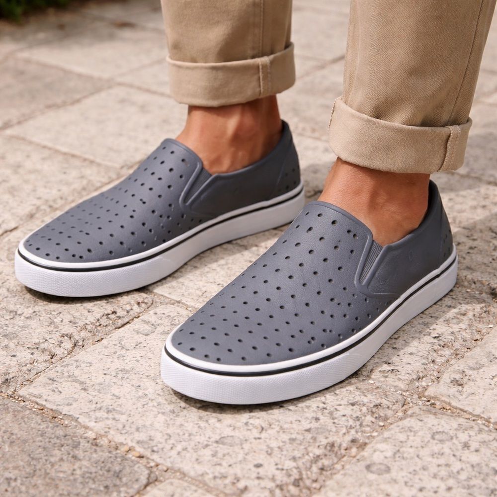 Native Shoes Unisex-Adult Miles Slip On Rubber Shoes Dublin Grey/Shell White